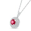 Thumbnail Image 1 of 6.0mm Lab-Created Ruby and White Sapphire Frame Double Row Spiral Medallion Pendant in Sterling Silver