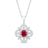 5.0mm Lab-Created Ruby and White Sapphire Ornate Flower Pendant in Sterling Silver