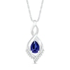 Pear-Shaped Blue and White Lab-Created Sapphire Shadow Infinity Pendant in Sterling Silver