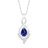 Pear-Shaped White Lab-Created Sapphire Shadow Infinity Pendant in Sterling Silver
