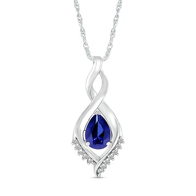 Pear-Shaped White Lab-Created Sapphire Shadow Infinity Pendant in Sterling Silver