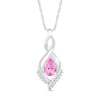 Thumbnail Image 0 of Pear-Shaped Pink and White Lab-Created Sapphire Shadow Infinity Pendant in Sterling Silver