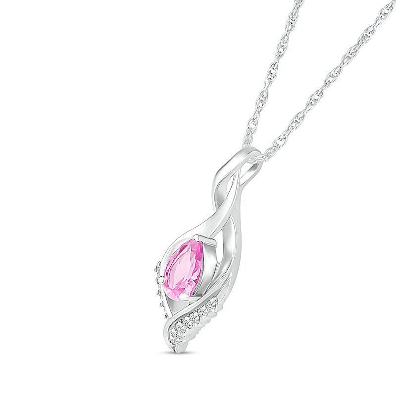 Pear-Shaped Pink and White Lab-Created Sapphire Shadow Infinity Pendant in Sterling Silver