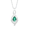 Pear-Shaped Lab-Created Emerald and White Sapphire Shadow Infinity Pendant in Sterling Silver