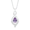 Pear-Shaped Lab-Created Alexandrite and White Sapphire Shadow Infinity Pendant in Sterling Silver