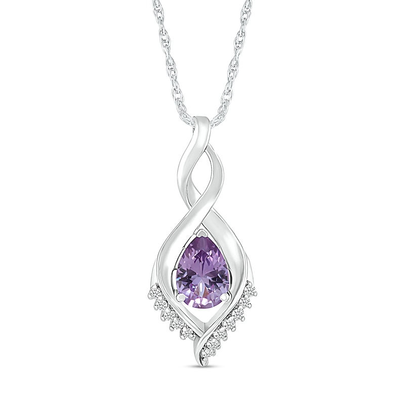 Pear-Shaped Lab-Created Alexandrite and White Sapphire Shadow Infinity Pendant in Sterling Silver|Peoples Jewellers