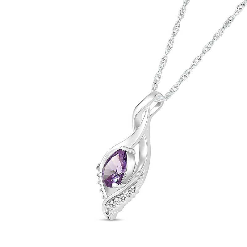 Pear-Shaped Lab-Created Alexandrite and White Sapphire Shadow Infinity Pendant in Sterling Silver