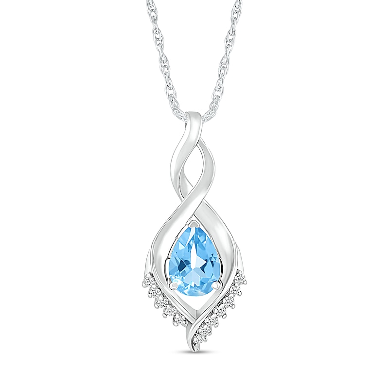 Pear-Shaped Blue Topaz and White Lab-Created Sapphire Shadow Infinity Pendant in Sterling Silver|Peoples Jewellers