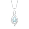 Thumbnail Image 1 of Pear-Shaped Aquamarine and White Lab-Created Sapphire Shadow Infinity Pendant in Sterling Silver