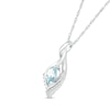 Thumbnail Image 2 of Pear-Shaped Aquamarine and White Lab-Created Sapphire Shadow Infinity Pendant in Sterling Silver