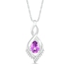 Pear-Shaped Amethyst and White Lab-Created Sapphire Shadow Infinity Pendant in Sterling Silver