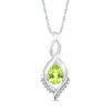 Thumbnail Image 1 of Pear-Shaped Peridot and White Lab-Created Sapphire Shadow Infinity Pendant in Sterling Silver
