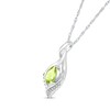 Thumbnail Image 2 of Pear-Shaped Peridot and White Lab-Created Sapphire Shadow Infinity Pendant in Sterling Silver