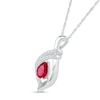 Thumbnail Image 2 of Pear-Shaped Lab-Created Ruby and White Sapphire Double Row Open Flame Pendant in Sterling Silver