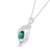 Pear-Shaped Lab-Created Emerald and White Sapphire Double Row Open Flame Pendant in Sterling Silver