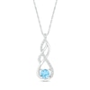 Blue Topaz and White Lab-Created Sapphire Infinity Braid Pendant in 10K White Gold