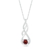 5.0mm Garnet and White Lab-Created White Sapphire Infinity Braid Pendant in 10K White Gold