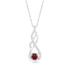 5.0mm Garnet and White Lab-Created White Sapphire Infinity Braid Pendant in 10K White Gold