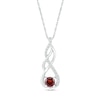 Thumbnail Image 0 of 5.0mm Garnet and White Lab-Created White Sapphire Infinity Braid Pendant in 10K White Gold