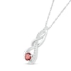 Thumbnail Image 1 of 5.0mm Garnet and White Lab-Created White Sapphire Infinity Braid Pendant in 10K White Gold