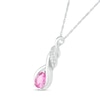 Pear-Shaped Pink and White Lab-Created Sapphire Cascading Infinity Ribbon Pendant in Sterling Silver