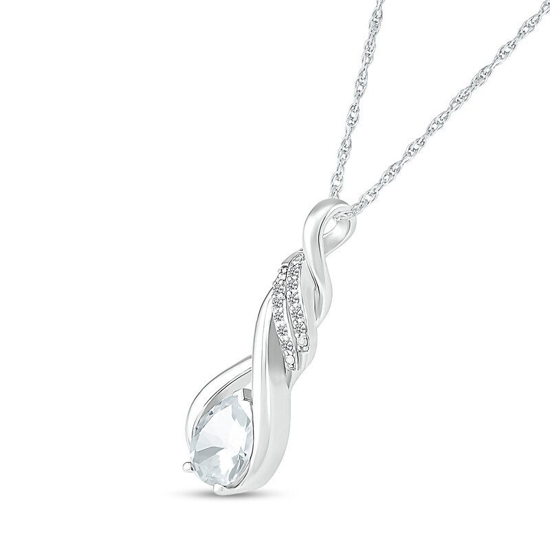 Main Image 2 of Pear-Shaped White Lab-Created Sapphire Cascading Infinity Ribbon Pendant in Sterling Silver