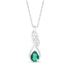 Pear-Shaped Lab-Created Emerald and White Sapphire Cascading Infinity Ribbon Pendant in Sterling Silver