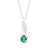 Thumbnail Image 0 of Pear-Shaped Lab-Created Emerald and White Sapphire Cascading Infinity Ribbon Pendant in Sterling Silver