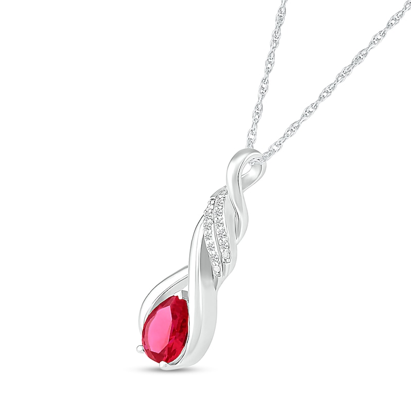 Pear-Shaped Lab-Created Ruby and White Sapphire Cascading Infinity Ribbon Pendant in Sterling Silver