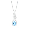 Pear-Shaped Blue Topaz and White Lab-Created Sapphire Cascading Infinity Ribbon Pendant in Sterling Silver