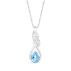 Thumbnail Image 0 of Pear-Shaped Blue Topaz and White Lab-Created Sapphire Cascading Infinity Ribbon Pendant in Sterling Silver