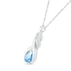 Thumbnail Image 1 of Pear-Shaped Blue Topaz and White Lab-Created Sapphire Cascading Infinity Ribbon Pendant in Sterling Silver