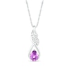 Pear-Shaped Amethyst and White Lab-Created Sapphire Cascading Infinity Ribbon Pendant in Sterling Silver