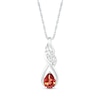 Thumbnail Image 0 of Pear-Shaped Garnet and White Lab-Created Sapphire Cascading Infinity Ribbon Pendant in Sterling Silver