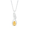 Pear-Shaped Citrine and White Lab-Created Sapphire Cascading Infinity Ribbon Pendant in Sterling Silver