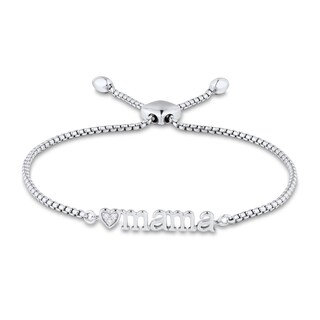 Diamond Accent Heart "mama" Bolo Bracelet in Sterling Silver – 9"
