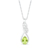 Pear-Shaped Peridot and White Lab-Created Sapphire Cascading Infinity Ribbon Pendant in Sterling Silver