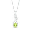 Pear-Shaped Peridot and White Lab-Created Sapphire Cascading Infinity Ribbon Pendant in Sterling Silver