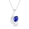 Oval Blue and White Lab-Created Sapphire Ribbon Wrap Pendant in Sterling Silver
