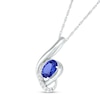 Thumbnail Image 1 of Oval Blue and White Lab-Created Sapphire Ribbon Wrap Pendant in Sterling Silver