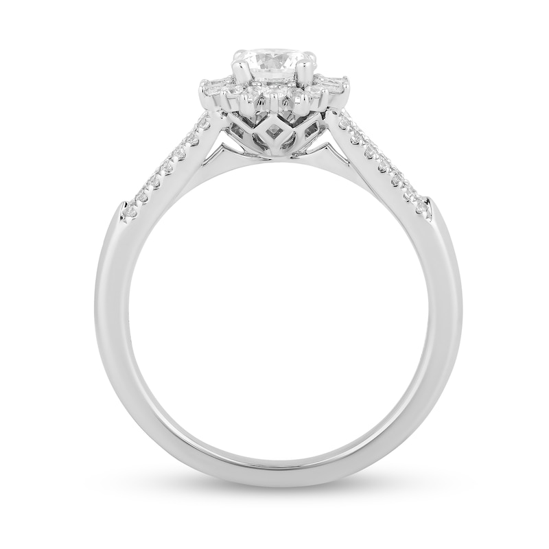 Enchanted Disney Elsa 0.69 CT. T.W. Diamond Snowflake Frame Split Shank Engagement Ring in 14K White Gold|Peoples Jewellers