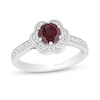 Thumbnail Image 1 of Enchanted Disney Mulan 6.0mm Rhodolite Garnet and 0.29 CT. T.W. Diamond Flower Frame Engagement Ring in 14K White Gold
