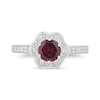Thumbnail Image 4 of Enchanted Disney Mulan 6.0mm Rhodolite Garnet and 0.29 CT. T.W. Diamond Flower Frame Engagement Ring in 14K White Gold