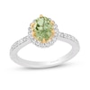 Thumbnail Image 0 of Enchanted Disney Tiana Oval Green Quartz and 0.29 CT. T.W. Diamond Claw Prong Engagement Ring in 14K Two-Tone Gold