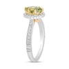 Enchanted Disney Tiana Oval Green Quartz and 0.29 CT. T.W. Diamond Claw Prong Engagement Ring in 14K Two-Tone Gold