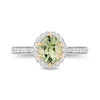 Thumbnail Image 3 of Enchanted Disney Tiana Oval Green Quartz and 0.29 CT. T.W. Diamond Claw Prong Engagement Ring in 14K Two-Tone Gold
