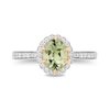 Enchanted Disney Tiana Oval Green Quartz and 0.29 CT. T.W. Diamond Claw Prong Engagement Ring in 14K Two-Tone Gold
