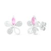 Marquise Pink and White Lab-Created Sapphire Flower Stud Earrings in Sterling Silver