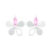 Marquise Pink and White Lab-Created Sapphire Flower Stud Earrings in Sterling Silver