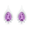 Thumbnail Image 3 of Pear-Shaped Amethyst and White Lab-Created Sapphire Shadow Flame Stud Earrings in Sterling Silver